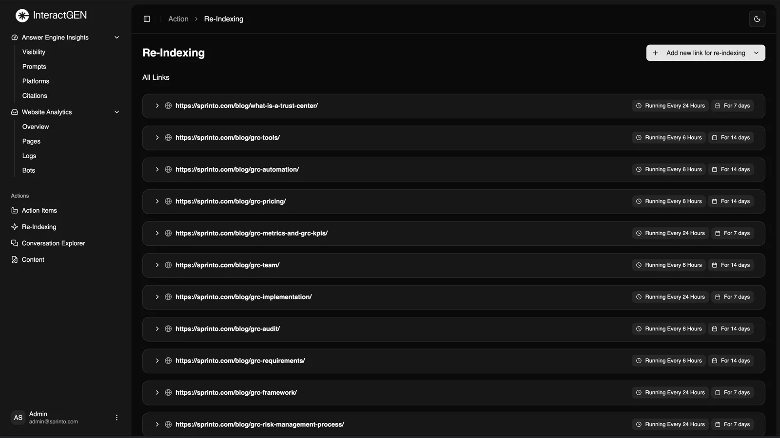 re-indexing, quietly running every few hours